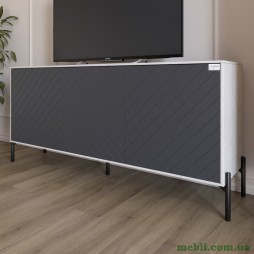 Тумба під телевізор із чорними металевими ніжками LION Амарант 168x40x76,5 Бетон SТyle/Графітовий