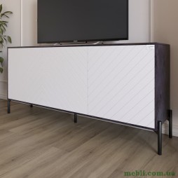 Тумба під телевізор із чорними металевими ніжками LION Амарант 168x40x76,5 Бетон темний/Білий