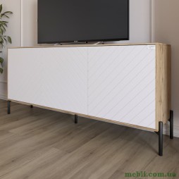 Тумба під телевізор із чорними металевими ніжками LION Амарант 168x40x76,5 Дуб Аппалачі/Білий