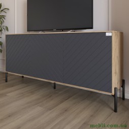 Тумба під телевізор із чорними металевими ніжками LION Амарант 168x40x76,5 Дуб Аппалачі/Графітовий