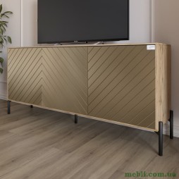 Тумба під телевізор із чорними металевими ніжками LION Амарант 168x40x76,5 Дуб Аппалачі/Перламутровий металік