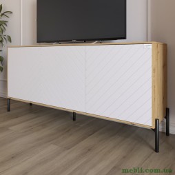 Тумба під телевізор із чорними металевими ніжками LION Амарант 168x40x76,5 Дуб Артизан/Білий