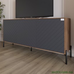 Тумба під телевізор із чорними металевими ніжками LION Амарант 168x40x76,5 Дуб Ліворно/Графітовий