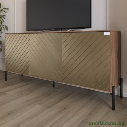 Тумба під телевізор із чорними металевими ніжками LION Амарант 168x40x76,5 Дуб Ліворно/Перламутровий металік