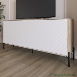 Тумба під телевізор із чорними металевими ніжками LION Амарант 168x40x76,5 Дуб сонома/Білий