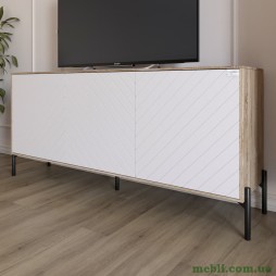 Тумба під телевізор із чорними металевими ніжками LION Амарант 168x40x76,5 Дуб сонома трюфель/Білий