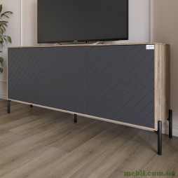 Тумба під телевізор із чорними металевими ніжками LION Амарант 168x40x76,5 Дуб сонома трюфель/Графітовий