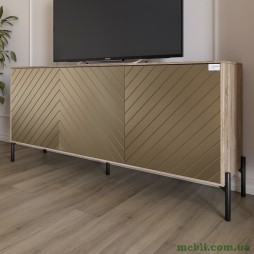 Тумба під телевізор із чорними металевими ніжками LION Амарант 168x40x76,5 Дуб сонома трюфель/Перламутровий металік