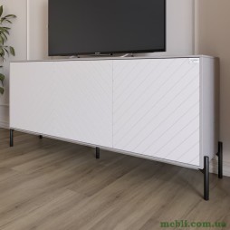 Тумба під телевізор із чорними металевими ніжками LION Амарант 168x40x76,5 Кашемір/Білий