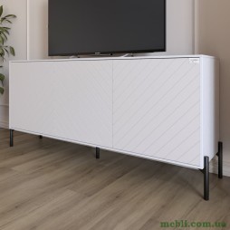 Тумба під телевізор із чорними металевими ніжками LION Амарант 168x40x76,5 Німфея Альба (білий)/Білий