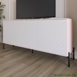 Тумба під телевізор із чорними металевими ніжками LION Амарант 168x40x76,5 Рожевий/Білий