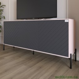 Тумба під телевізор із чорними металевими ніжками LION Амарант 168x40x76,5 Рожевий/Графітовий