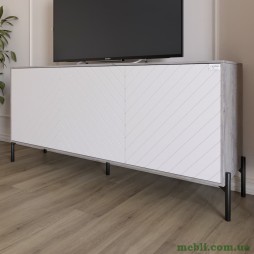 Тумба під телевізор із чорними металевими ніжками LION Амарант 168x40x76,5 Шварцвальд/Білий