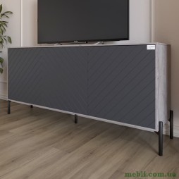 Тумба під телевізор із чорними металевими ніжками LION Амарант 168x40x76,5 Шварцвальд/Графітовий