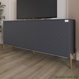 Тумба під телевізор із золотими металевими ніжками LION Амарант 168x40x76,5 Антрацит/Графітовий