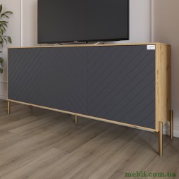 Тумба під телевізор із золотими металевими ніжками LION Амарант 168x40x76,5 Дуб Артизан/Графітовий