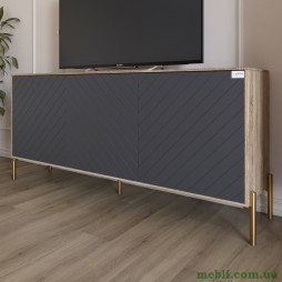 Тумба під телевізор із золотими металевими ніжками LION Амарант 168x40x76,5 Дуб сонома трюфель/Графітовий