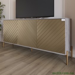 Тумба під телевізор із золотими металевими ніжками LION Амарант 168x40x76,5 Шварцвальд/Перламутровий металік