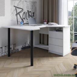 Геймерський комп'ютерний стіл LION Буст кутовий з шухлядами Бетон SТyle