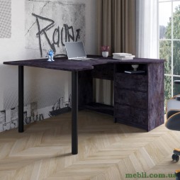 Геймерський комп'ютерний стіл LION Буст кутовий з шухлядами Бетон темний