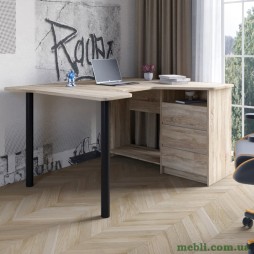 Геймерський комп'ютерний стіл LION Буст кутовий з шухлядами Дуб сонома