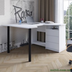 Геймерський комп'ютерний стіл LION Буст кутовий з шухлядами Німфея Альба (білий)