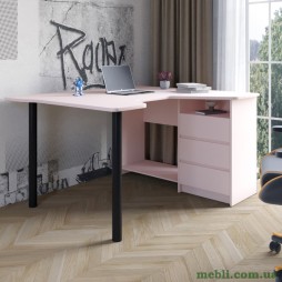 Геймерський комп'ютерний стіл LION Буст кутовий з шухлядами Рожевий