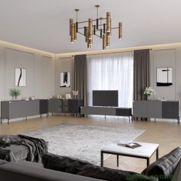 Комплект модульний для вітальні LION Грей 4 елементи з чорними металевими ніжками Антрацит/Асфальт