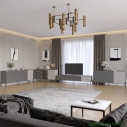 Комплект модульний для вітальні LION Грей 4 елементи з чорними металевими ніжками Антрацит/Кашемір