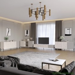 Комплект модульний для вітальні LION Грей 4 елементи з чорними металевими ніжками Самоа Димчастий/Кашемір