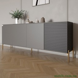 Комод на золотих металевих ніжках LION Грей 204x38x76,5 Антрацит/Асфальт