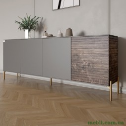 Комод на золотих металевих ніжках LION Грей 204x38x76,5 Антрацит/Дерево