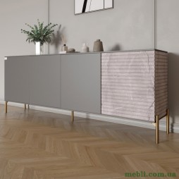 Комод на золотих металевих ніжках LION Грей 204x38x76,5 Антрацит/Камінь