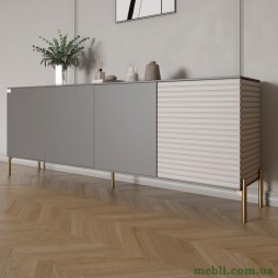 Комод на золотих металевих ніжках LION Грей 204x38x76,5 Антрацит/Кашемір