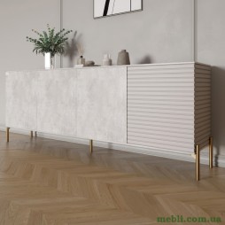 Комод на золотих металевих ніжках LION Грей 204x38x76,5 Бетон/Кашемір