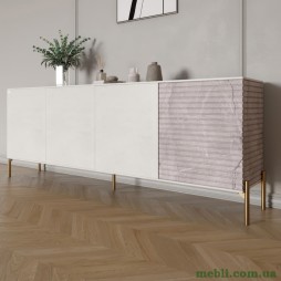 Комод на золотих металевих ніжках LION Грей 204x38x76,5 Бетон SТyle/Камінь