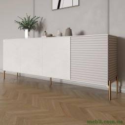 Комод на золотих металевих ніжках LION Грей 204x38x76,5 Бетон SТyle/Кашемір