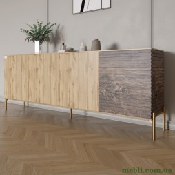 Комод на золотих металевих ніжках LION Грей 204x38x76,5 Дуб Аппалачі/Дерево