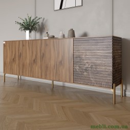 Комод на золотих металевих ніжках LION Грей 204x38x76,5 Дуб Ліворно/Дерево