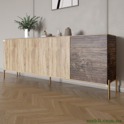 Комод на золотих металевих ніжках LION Грей 204x38x76,5 Дуб сонома/Дерево