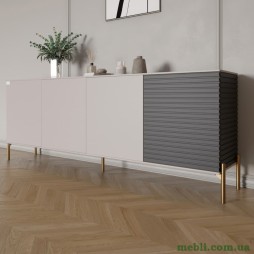 Комод на золотих металевих ніжках LION Грей 204x38x76,5 Кашемір/Асфальт