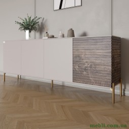 Комод на золотих металевих ніжках LION Грей 204x38x76,5 Кашемір/Дерево