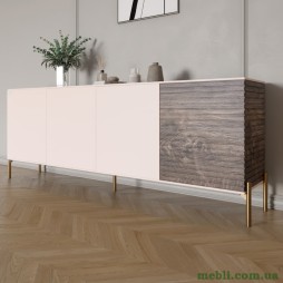 Комод на золотих металевих ніжках LION Грей 204x38x76,5 Рожевий/Дерево