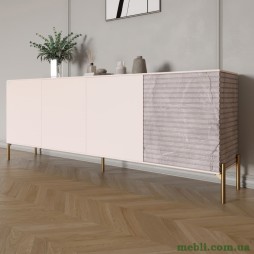 Комод на золотих металевих ніжках LION Грей 204x38x76,5 Рожевий/Камінь