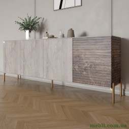 Комод на золотих металевих ніжках LION Грей 204x38x76,5 Шварцвальд/Дерево