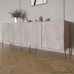 Комод на золотих металевих ніжках LION Грей 204x38x76,5 Шварцвальд/Камінь