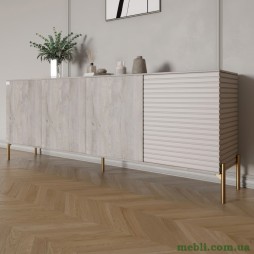 Комод на золотих металевих ніжках LION Грей 204x38x76,5 Шварцвальд/Кашемір