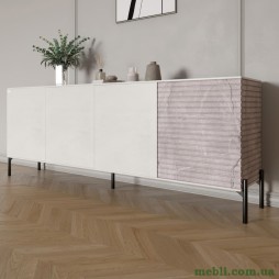 Комод у вітальню на чорних металевих ніжках LION Грей 204x38x76,5 Бетон SТyle/Камінь