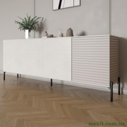 Комод у вітальню на чорних металевих ніжках LION Грей 204x38x76,5 Бетон SТyle/Кашемір