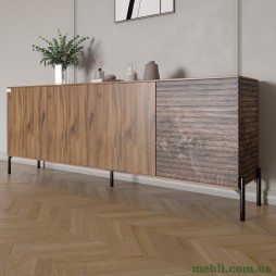 Комод у вітальню на чорних металевих ніжках LION Грей 204x38x76,5 Дуб Ліворно/Дерево